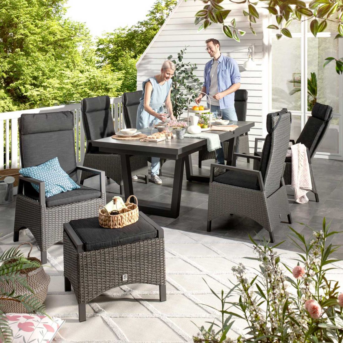 LC Garden Keramo Gartenmöbel-Set L verstellbar (6 Plätze) Tisch 200x100cm