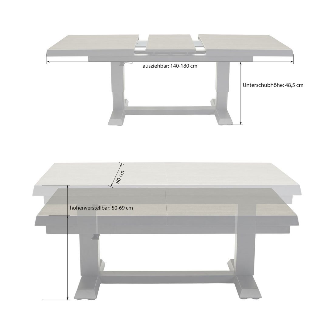 LC Garden Avena Dininglounge Tisch 140/180x80cm Aluminium/Polyester