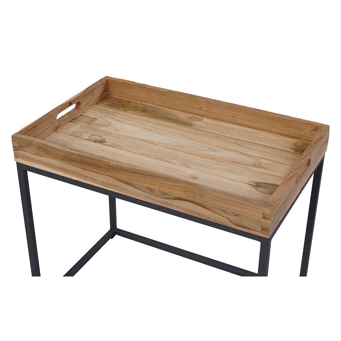OUTLIV. Tray Beistelltisch 53x35cm Stahl/Teak Recycelt