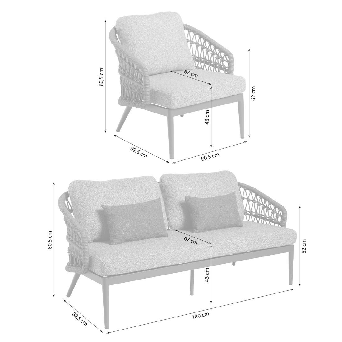 Interliving 7013 Loungeset Aluminium/Rope/Olefin