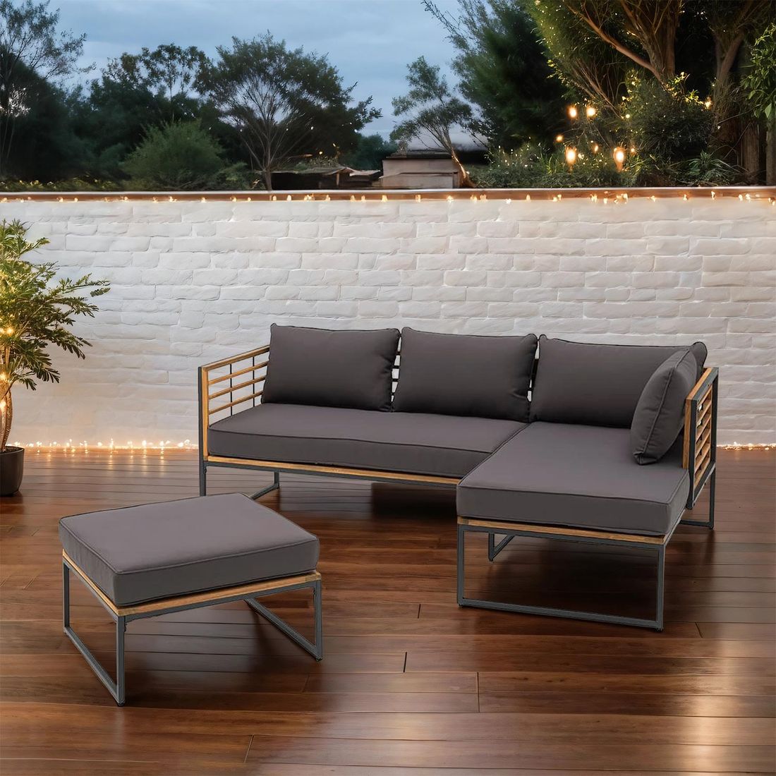 OUTLIV. Floris Ecklounge inkl. Loungetisch Stahl/Akazie/Polyester