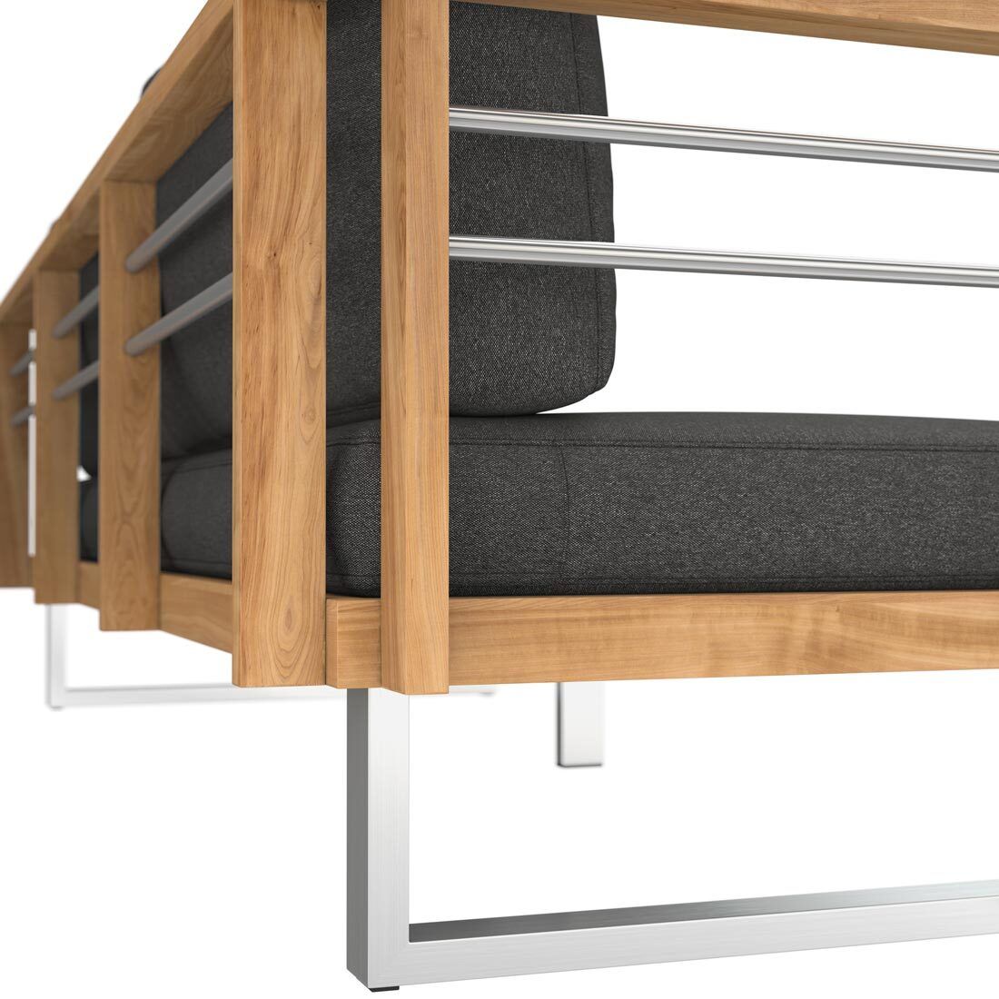 OUTLIV. Hawaii Gartenloungesofa Edelstahl/Teak/Spun Polyester