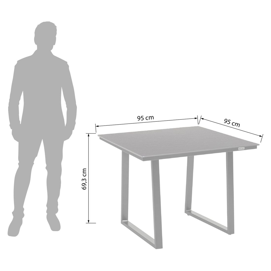 Kettler Skate Low Dining Gartentisch 95x95cm Aluminium/Kettalux