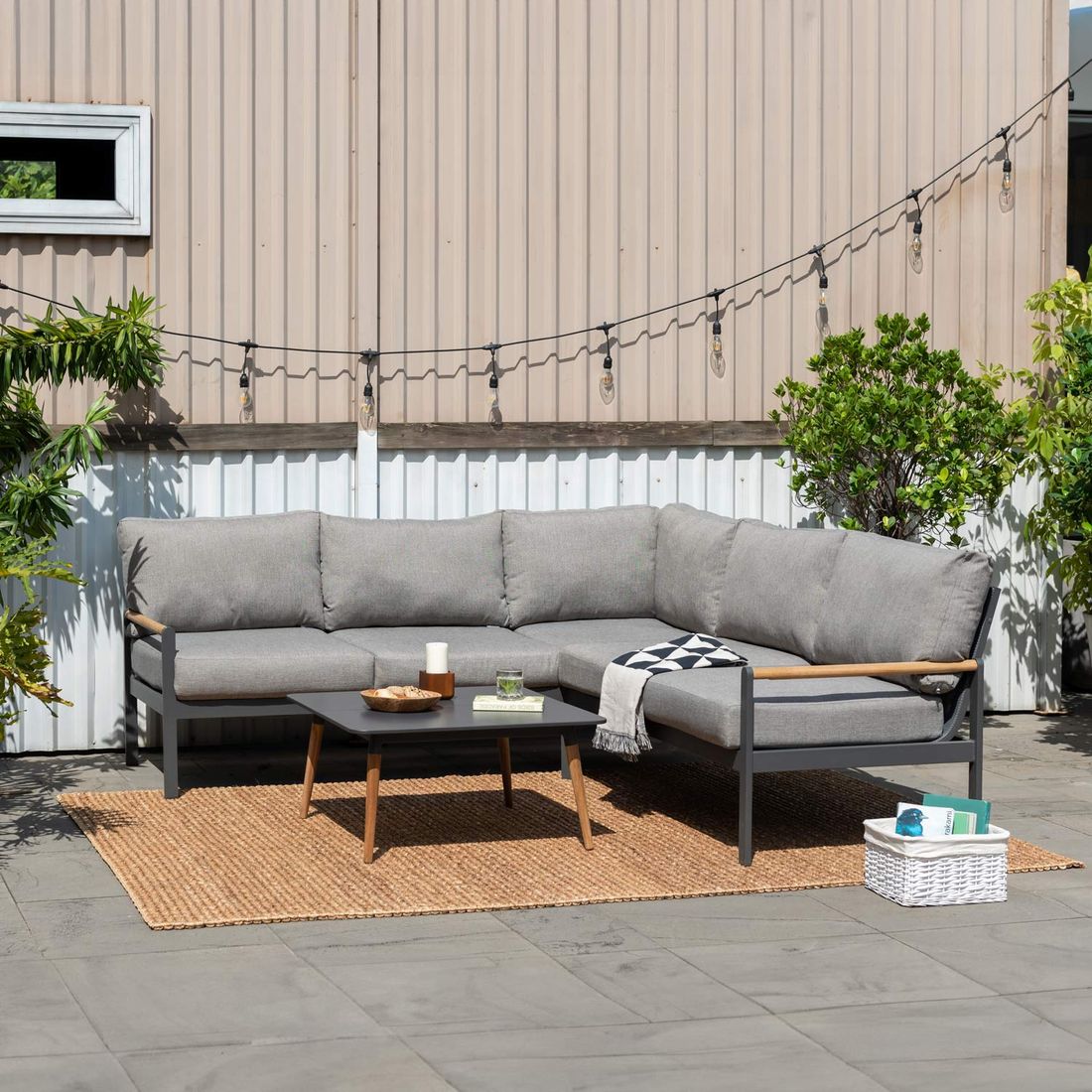 LifestyleGarden Amber Ecklounge inkl. Loungetisch Aluminium/Olefin/Teak