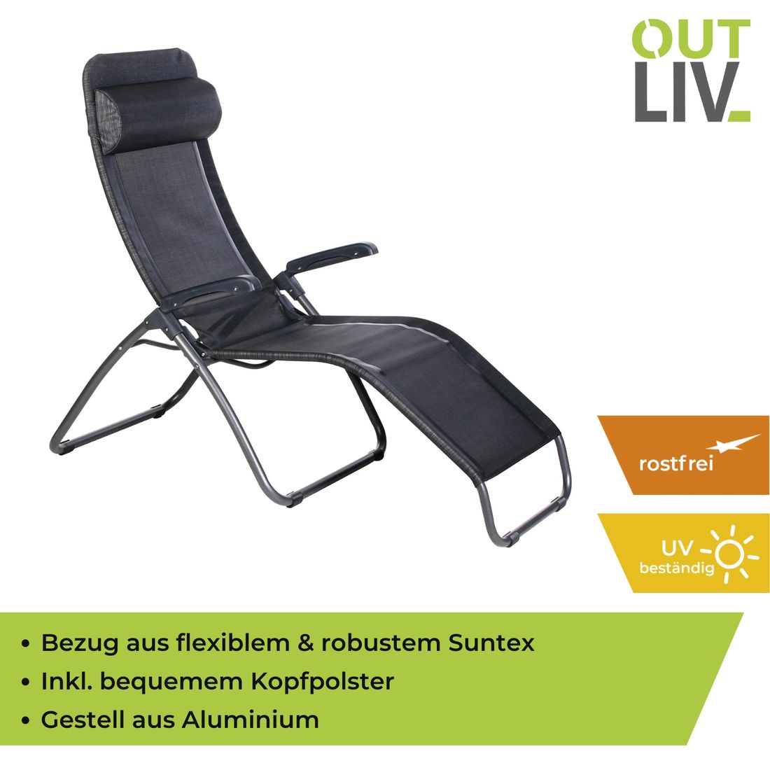 OUTLIV. Brada Bäderliege Komfort Aluminium/Suntex