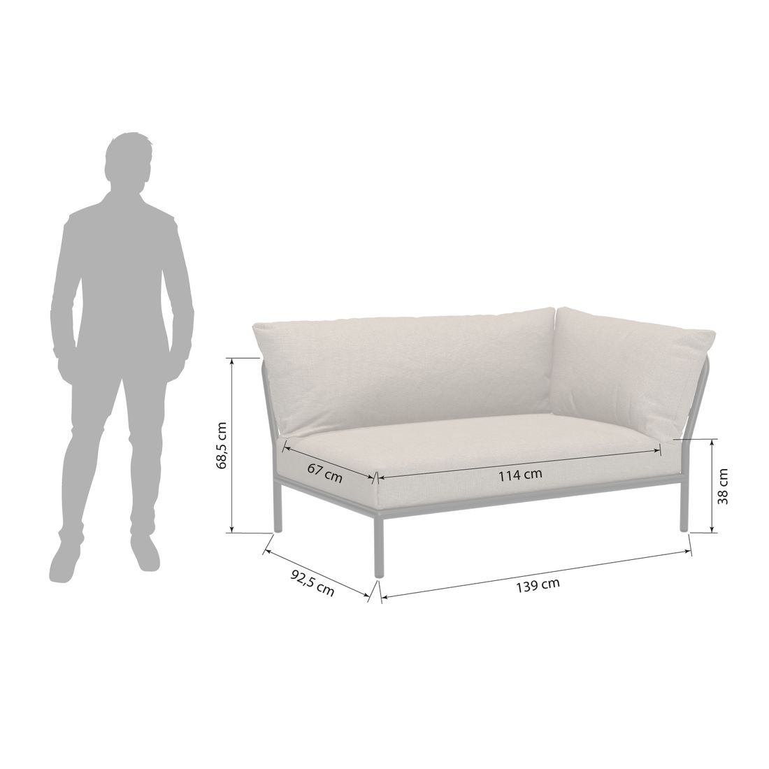 Houe Level 2 Ecklounge Aluminium/Sunbrella