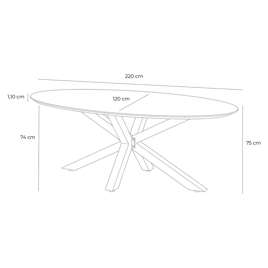 Hartman Granada Gartentisch 220x120cm Aluminium/Keramik