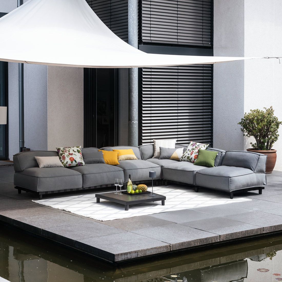Schöner Wohnen Vlieland Ecklounge inkl. Loungetisch Aluminium/Sunbrella