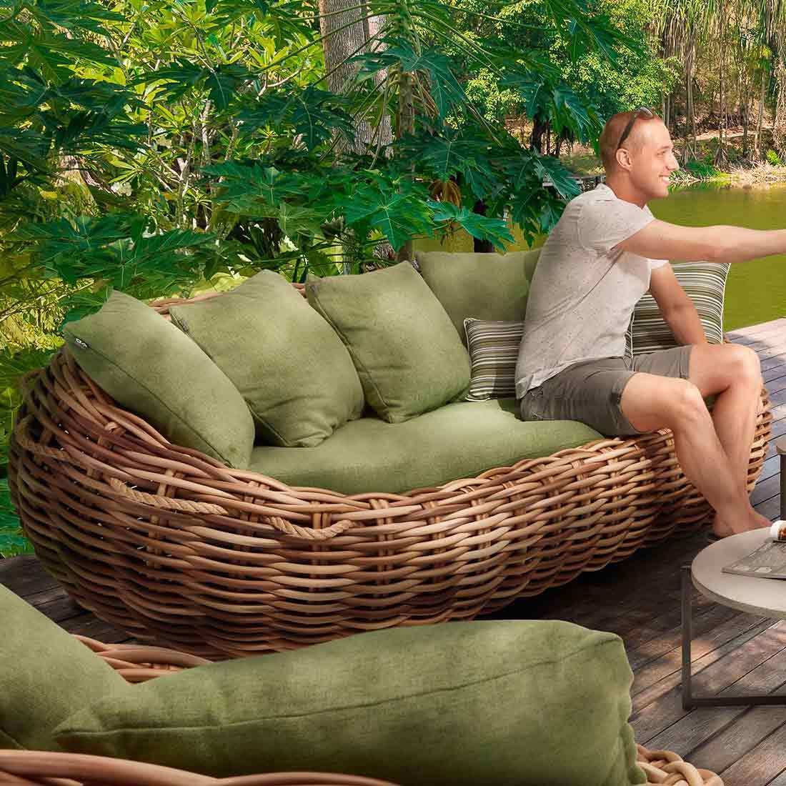 Apple Bee Cocoon Gartenloungesofa Polyrattan/Bee Wett