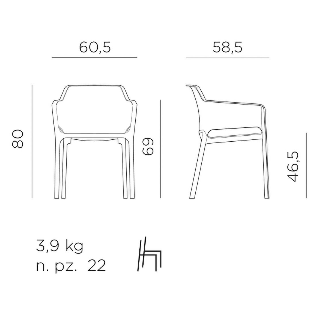 Nardi Net Gartenmöbel-Set 7-tlg. Tisch 140/210x85cm