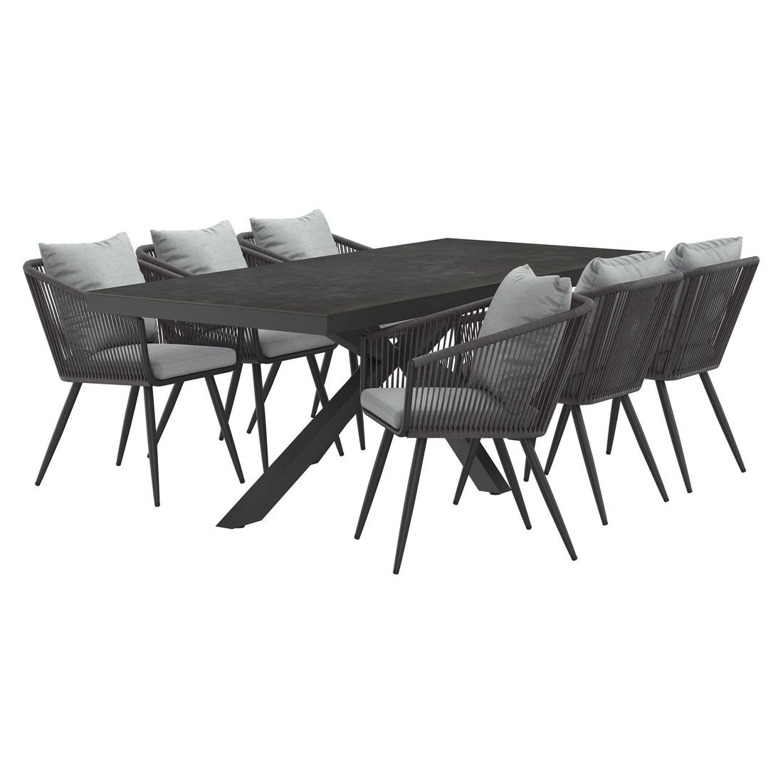 OUTLIV. Alex Gartenmöbel-Set 7-tlg. Tisch 220x100cm X-Form