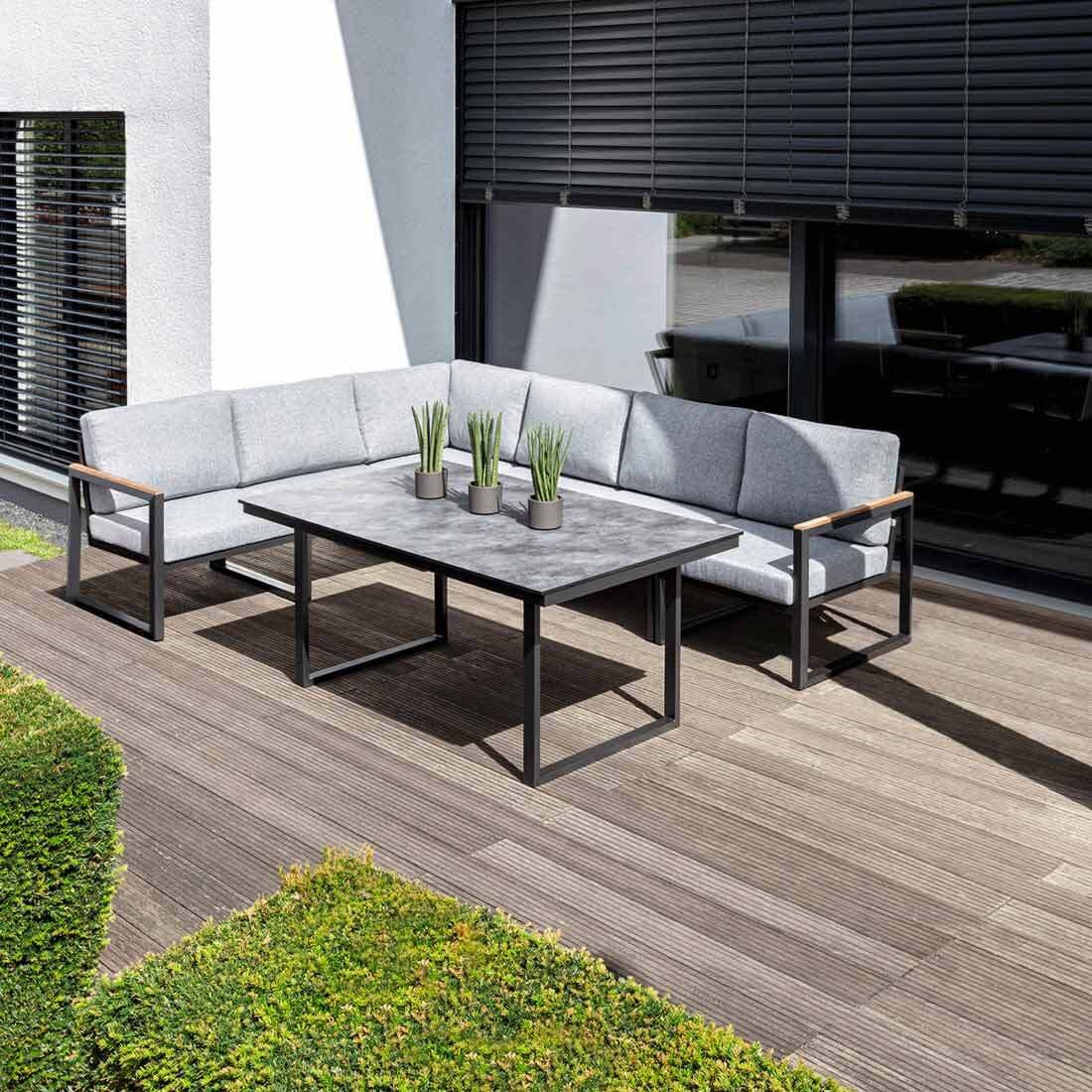 Kettler Ocean Skid Dininglounge Tisch 160x95cm Aluminium/Olefin