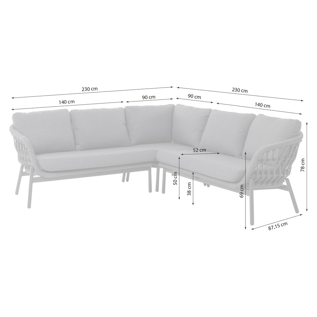 LC Garden Bari Ecklounge Aluminium/Rope/Olefin