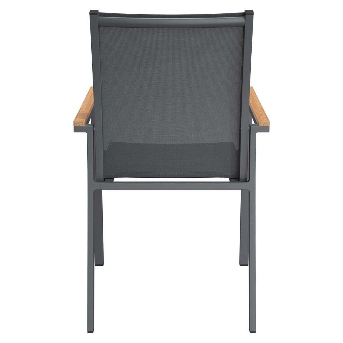 OUTLIV. Kobe Stapelsessel Aluminium/Textilene mit Teakarmlehnen