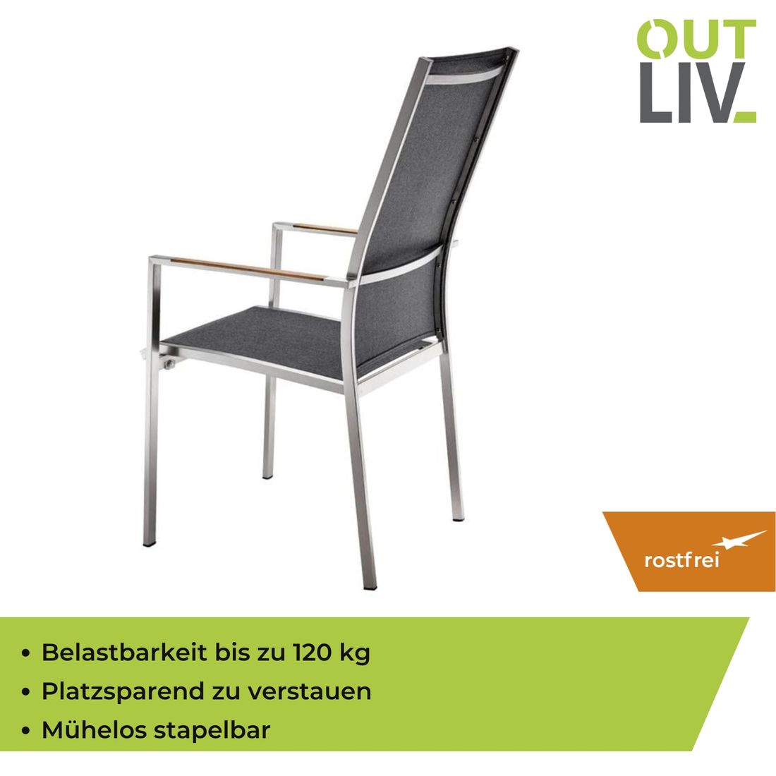 OUTLIV. Kreta Hochlehner Edelstahl/Textilene