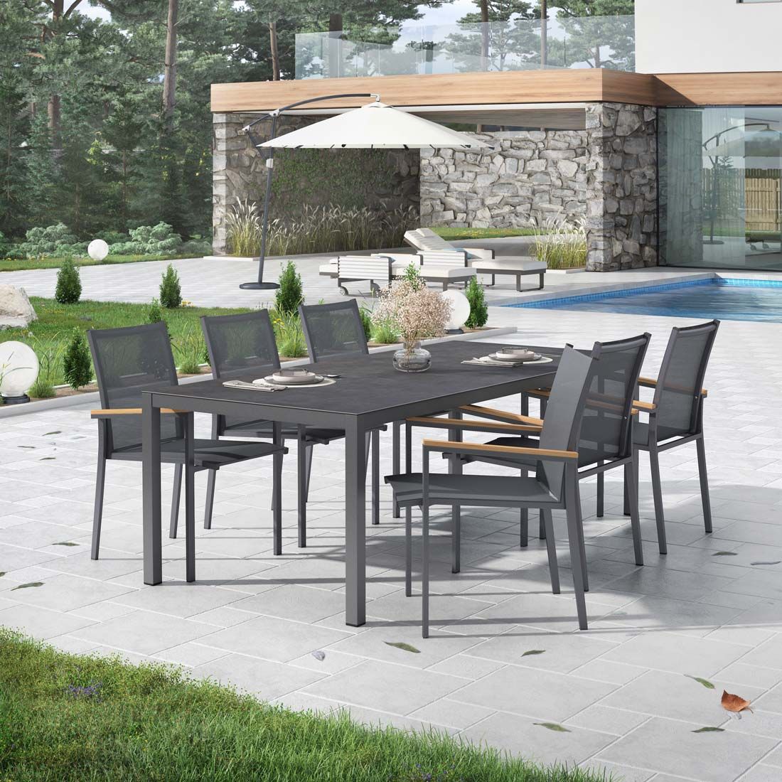 OUTLIV. Kobe Gartenmöbel-Set L (6 Plätze) Tisch 220x100cm