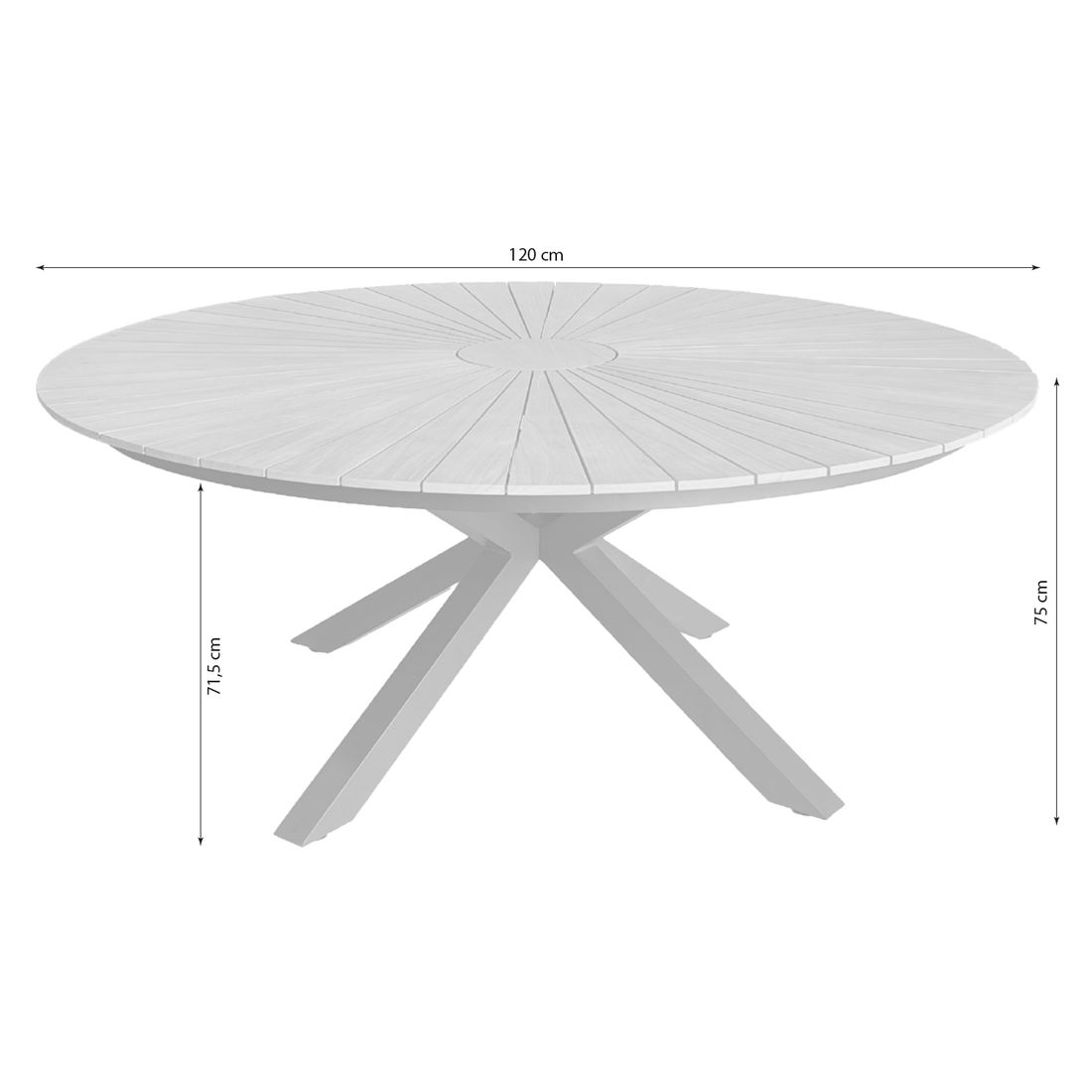 Interliving 7011 Gartentisch Ø140cm Aluminium/Teak