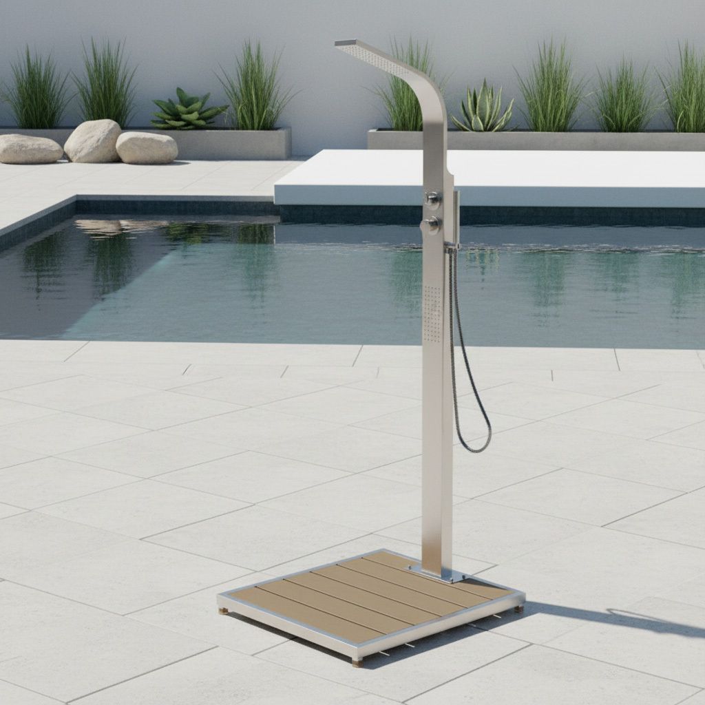 Ideal Helena Gartendusche Warmwasser Edelstahl/WPC
