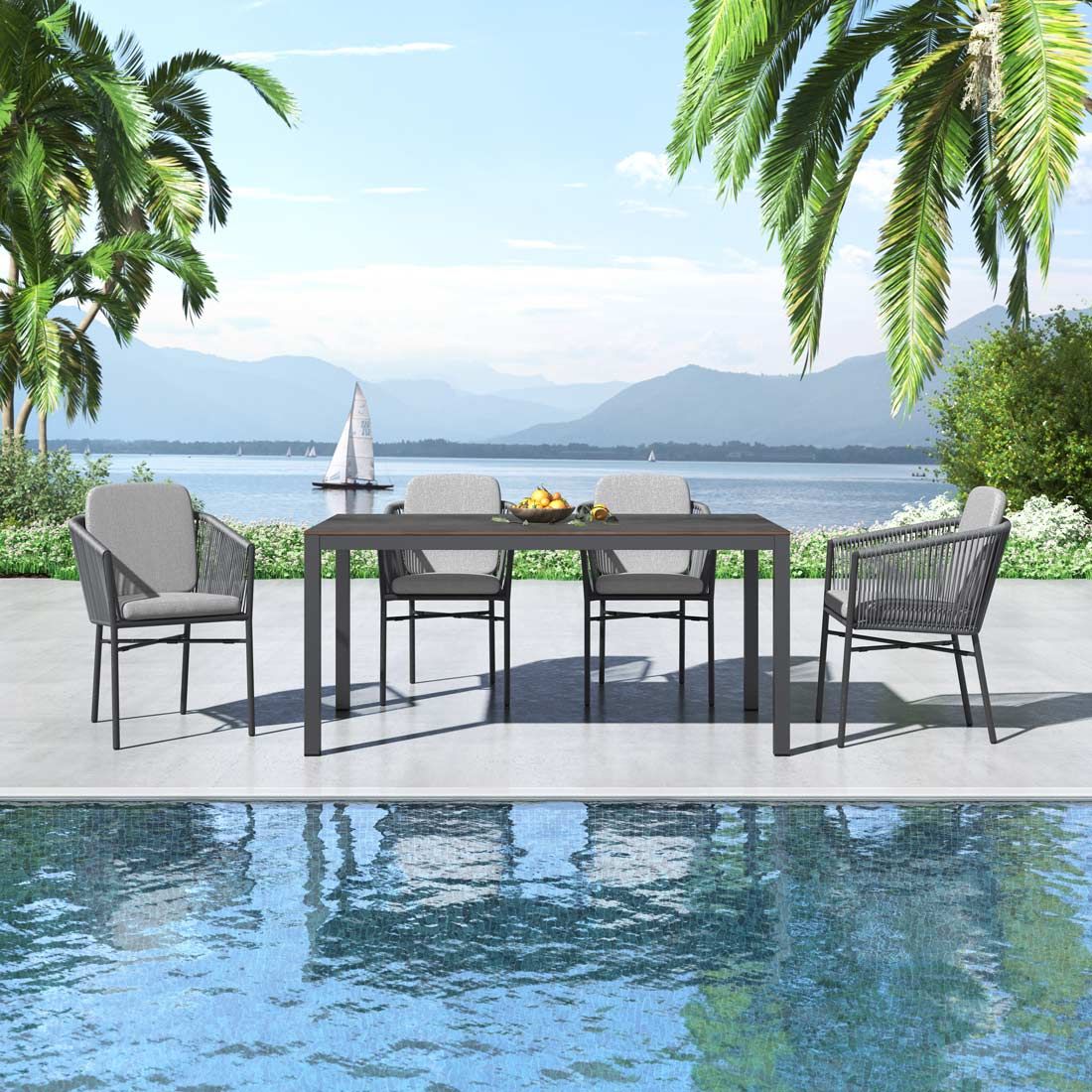 OUTLIV. Ohio Gartenmöbel-Set M (4 Plätze) Tisch 160x90cm
