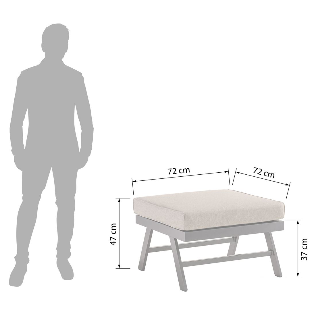 Sieger Auckland Loungehocker Aluminium/Sunproof