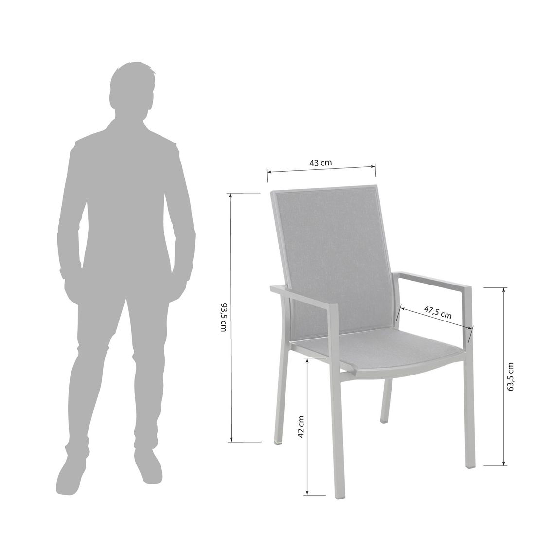MWH Verona Stapelsessel Aluminium/Textilene