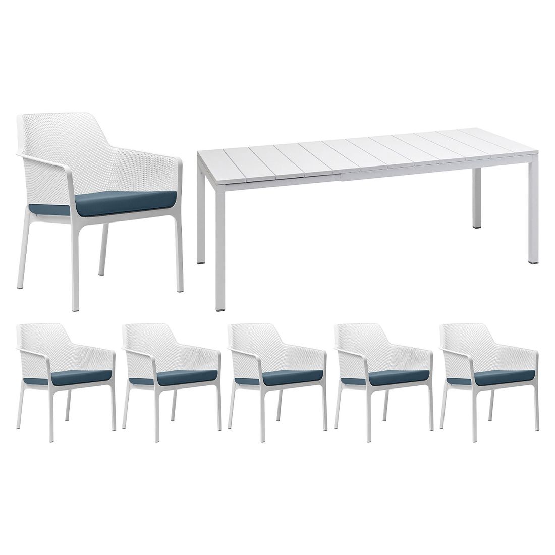 Nardi Net Gartenmöbel-Set 7-tlg. Tisch 140/210x85cm