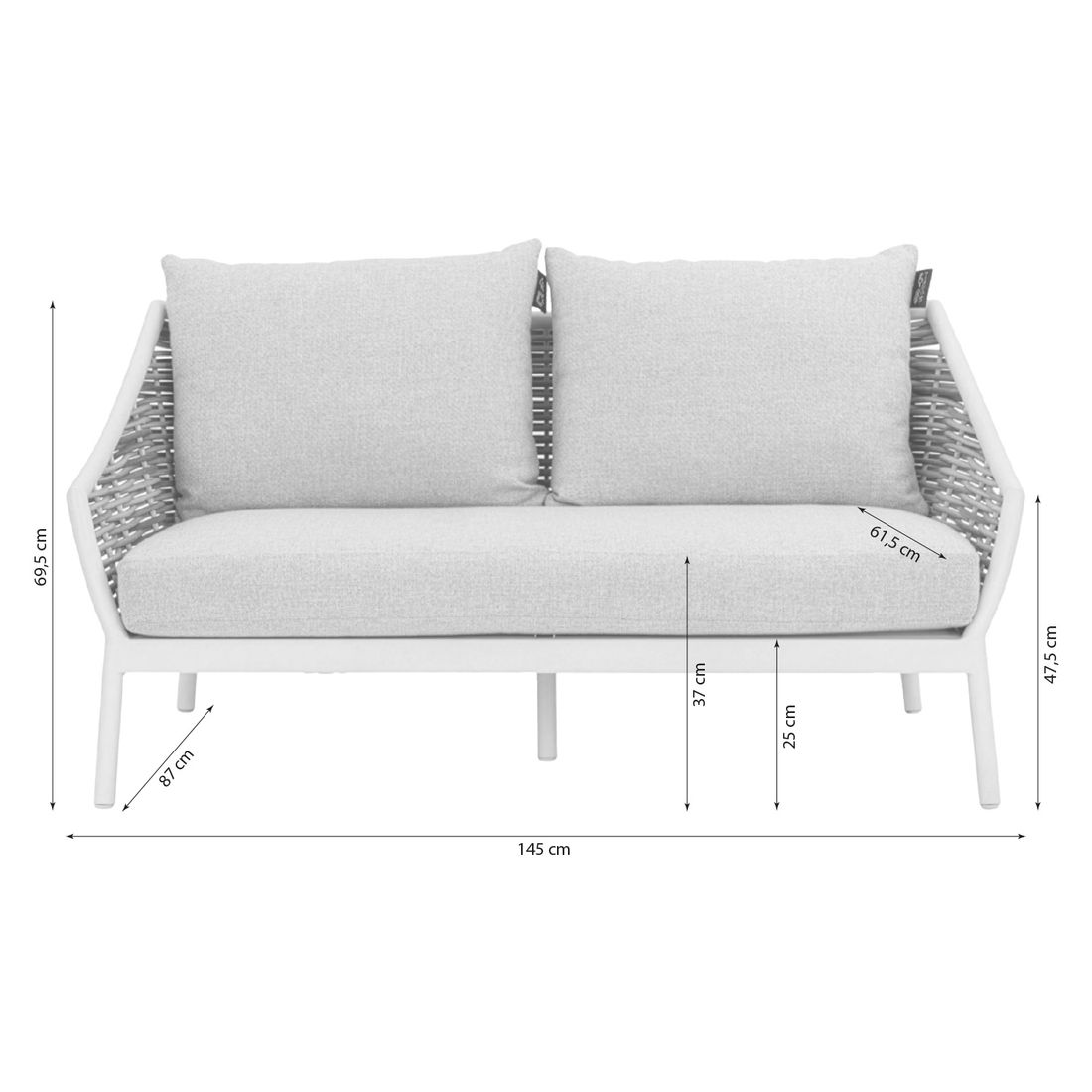 Apple Bee Milou Gartenloungesofa Aluminium/Polyrattan/Bee Wett