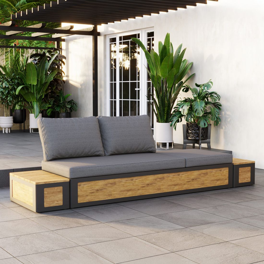 OUTLIV. Paros Loungeset inkl. Loungetisch Aluminium/Teak/Olefin