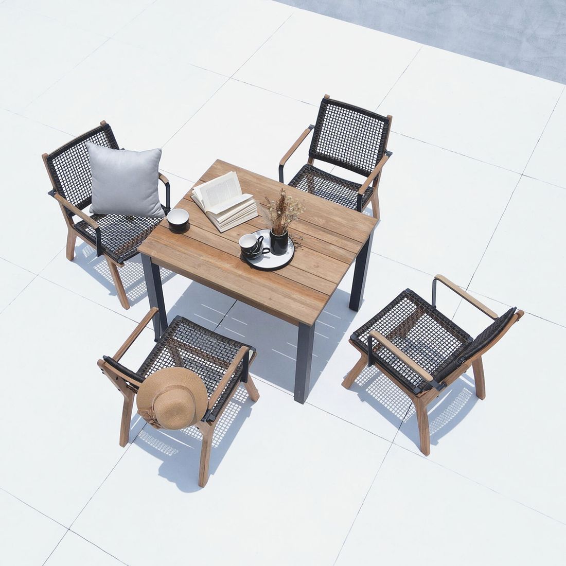 Zebra Derex Gartentisch 80x100cm Aluminium/Teak recycelt