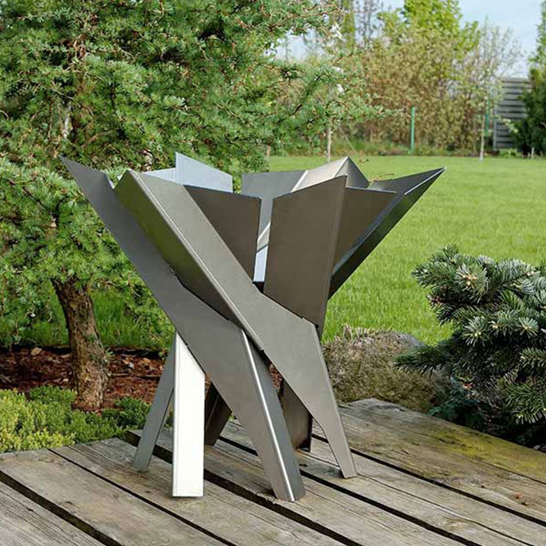 SvenskaV Phoenix Design-Feuerkorb Edelstahl Ø65 cm