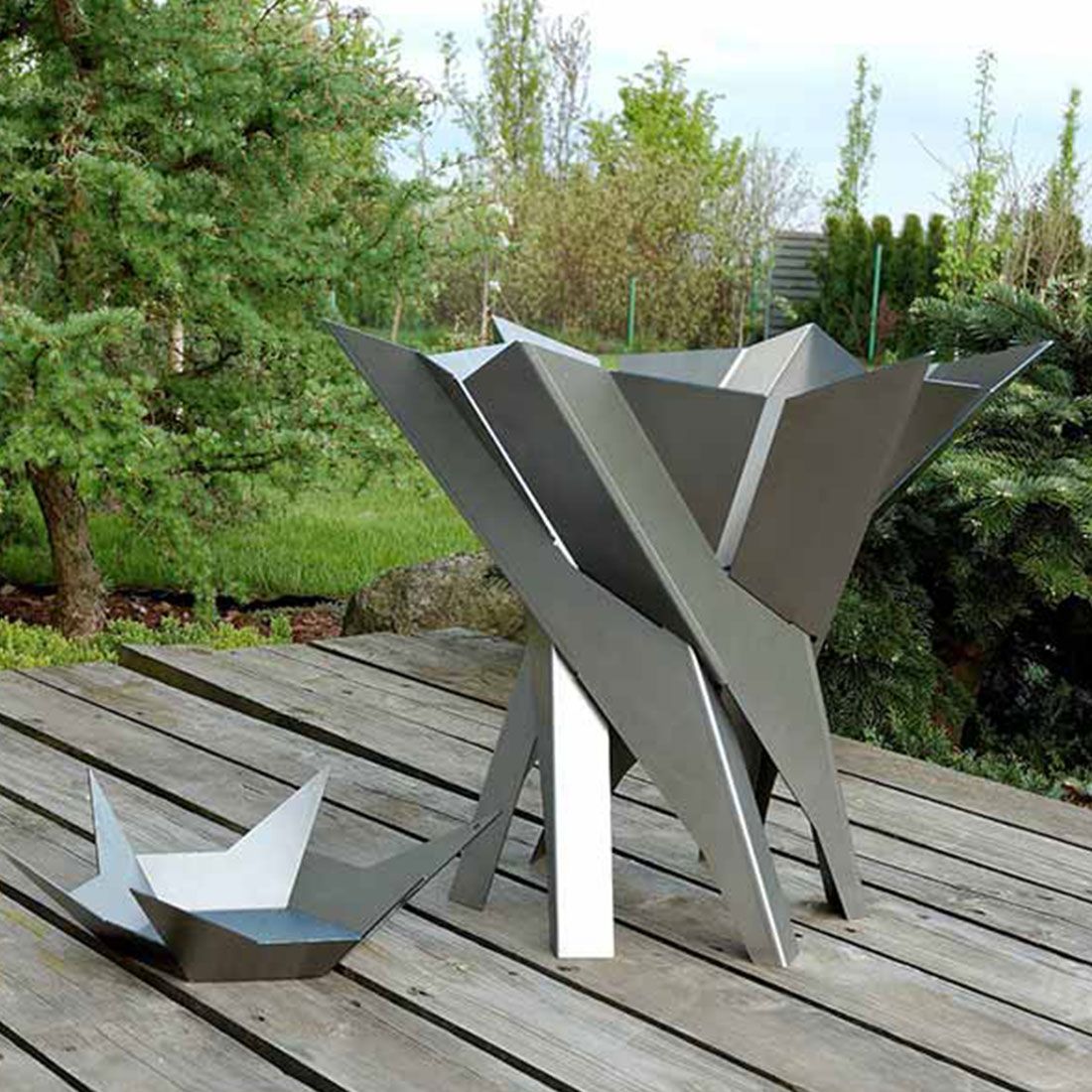 SvenskaV Phoenix Design-Feuerkorb Edelstahl Ø65 cm