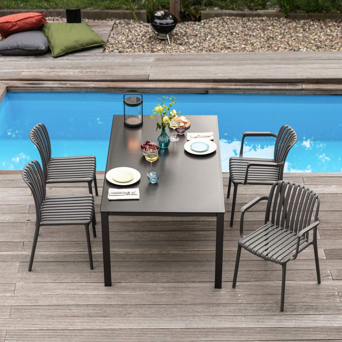 Kettler Lago Gartenmöbel-Set M (4 Plätze) Tisch 160x95cm