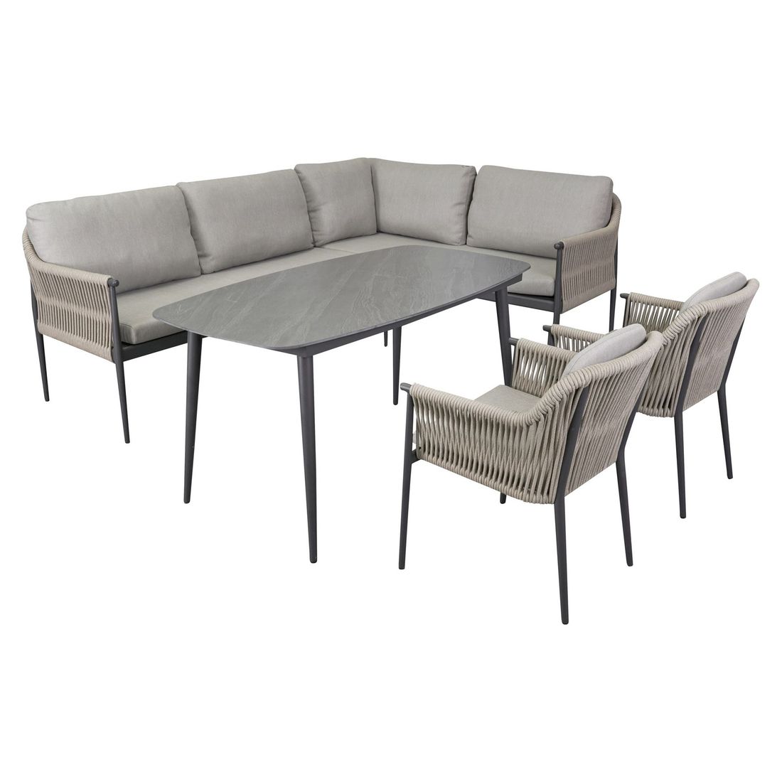 LC Garden Bari Gartentisch 160x90cm Aluminium/Sinterstein
