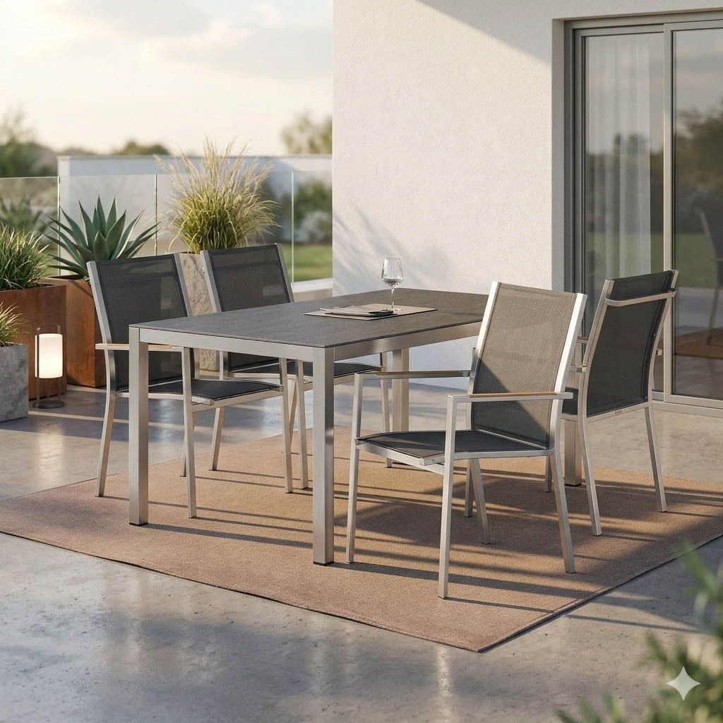 Zebra One Gartenmöbel-Set M (4 Plätze) mit OUTLIV. Tisch 160x90cm