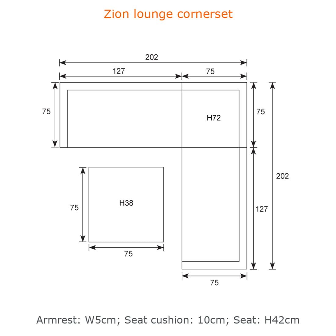 Garden Impressions Zion Ecklounge Aluminium/Polster + Tisch 75x75 cm