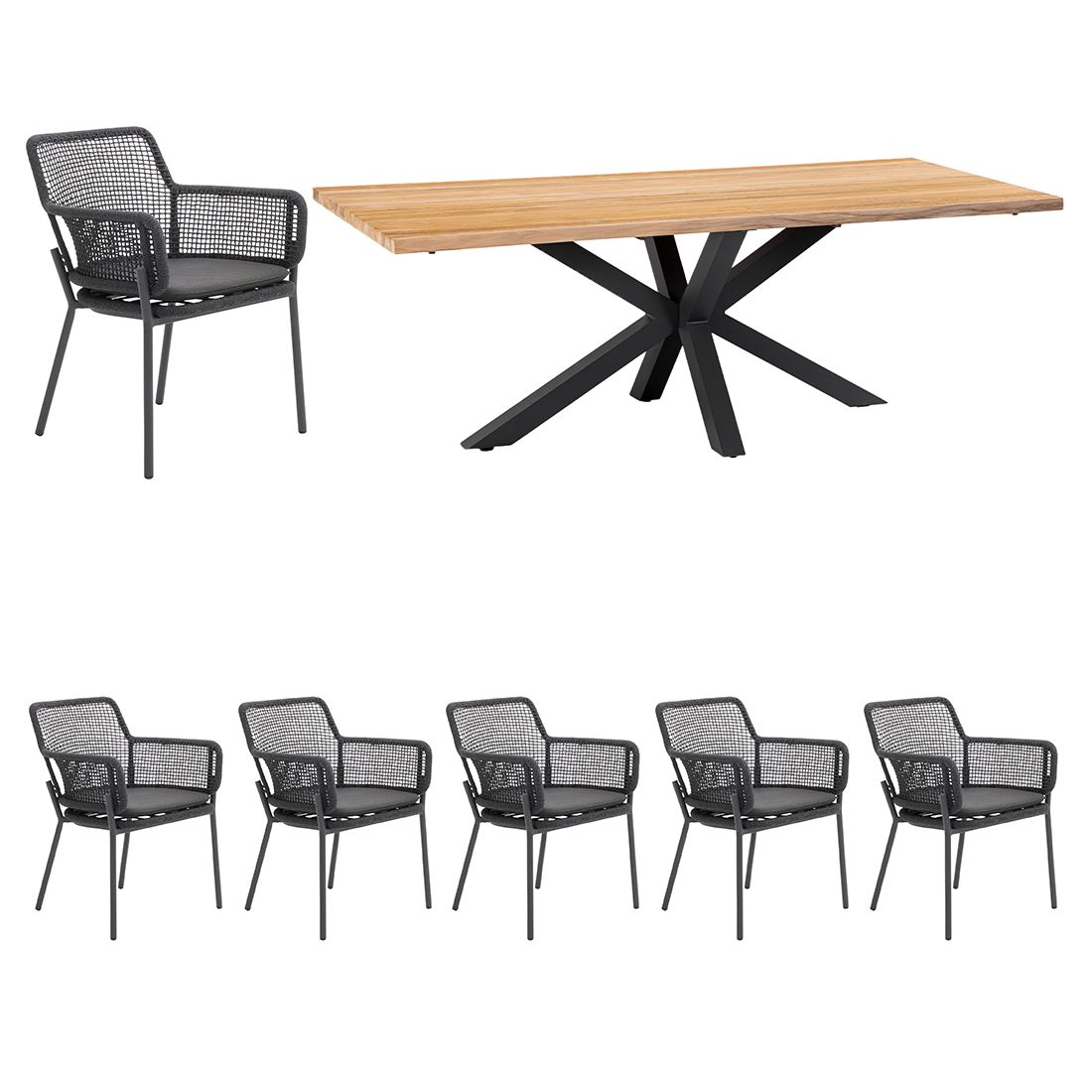 Interliving 7002 Gartenmöbelset 7-tlg. mit Tisch 220x95 cm