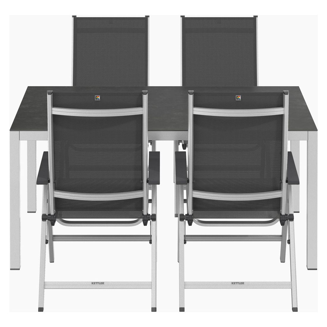 Kettler Basic Plus Gartenmöbel-Set M verstellbar (4 Plätze) Tisch 160x90cm