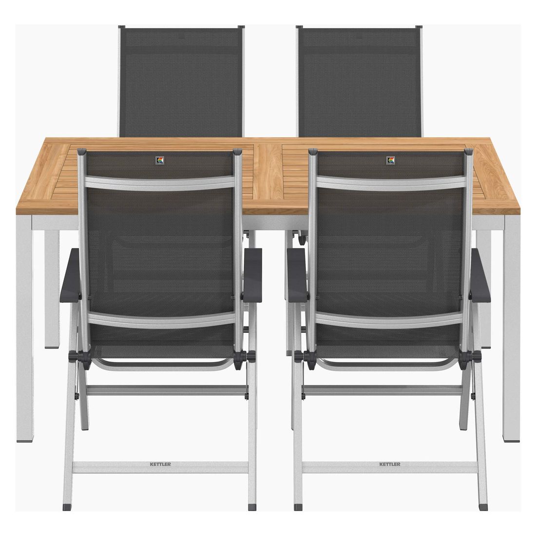 Kettler Basic Plus Gartenmöbel-Set M verstellbar (4 Plätze) Tisch 160x90cm