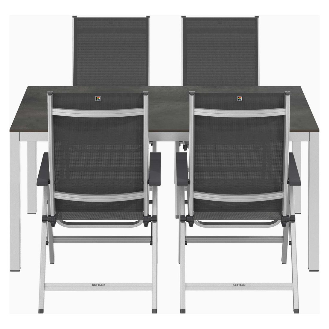 Kettler Basic Plus Gartenmöbel-Set M verstellbar (4 Plätze) Tisch 160x90cm