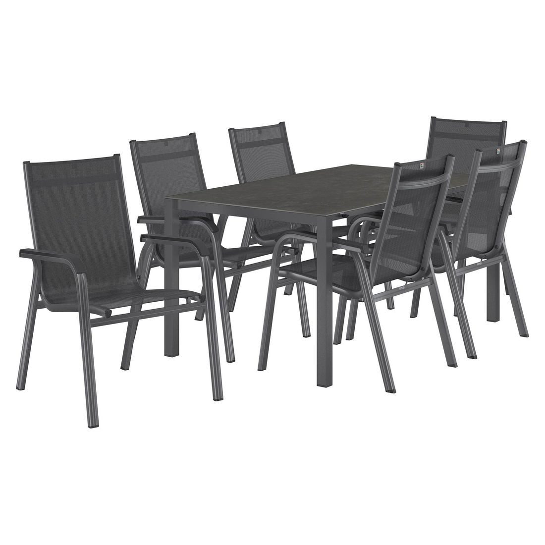 Kettler Basic Plus Gartenmöbel-Set 7-tlg.+Tisch 160/267x91cm