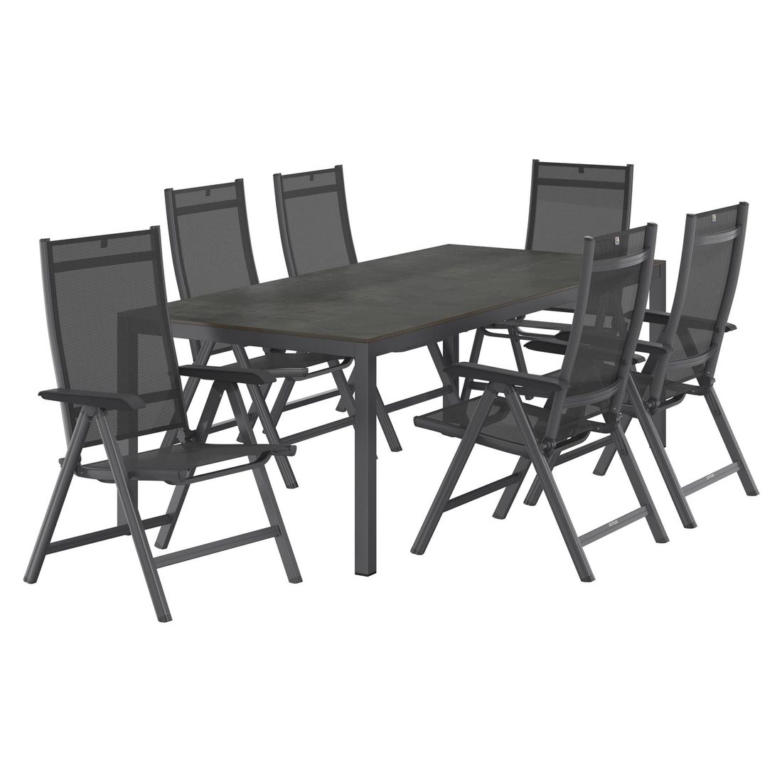 Kettler Basic Plus Gartenmöbel-Set L verstellbar (6 Plätze) Tisch 220x100cm