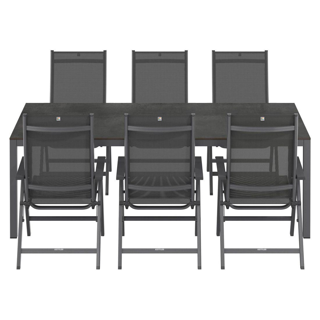 Kettler Basic Plus Gartenmöbel-Set L verstellbar (6 Plätze) Tisch 220x100cm