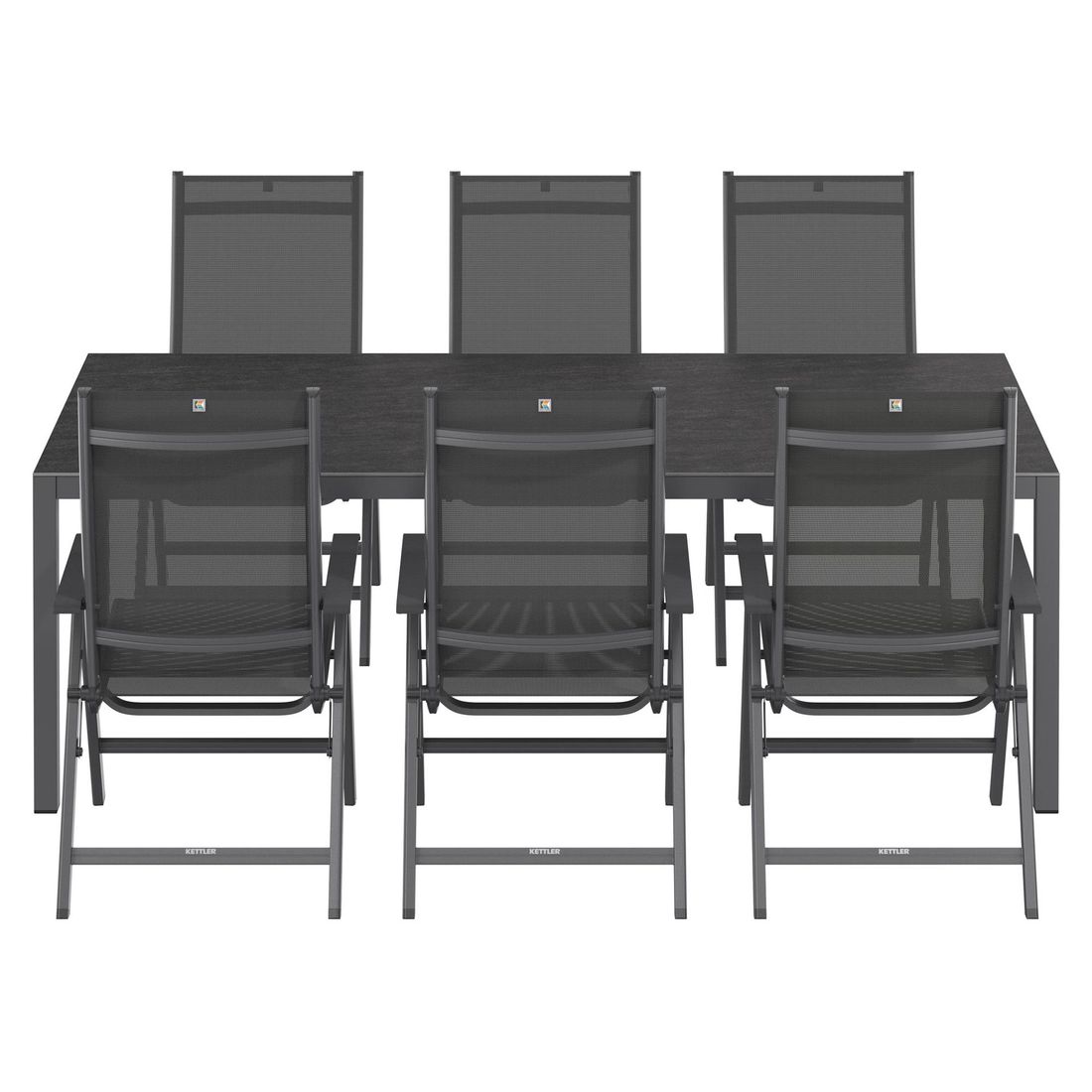 Kettler Basic Plus Gartenmöbel-Set L verstellbar (6 Plätze) Tisch 220x100cm