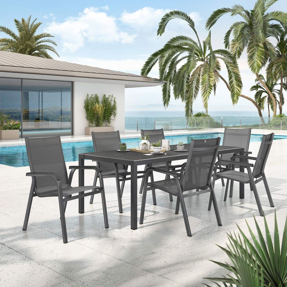 Kettler Basic Plus Gartenmöbel-Set L (6 Plätze) Tisch 220x100cm