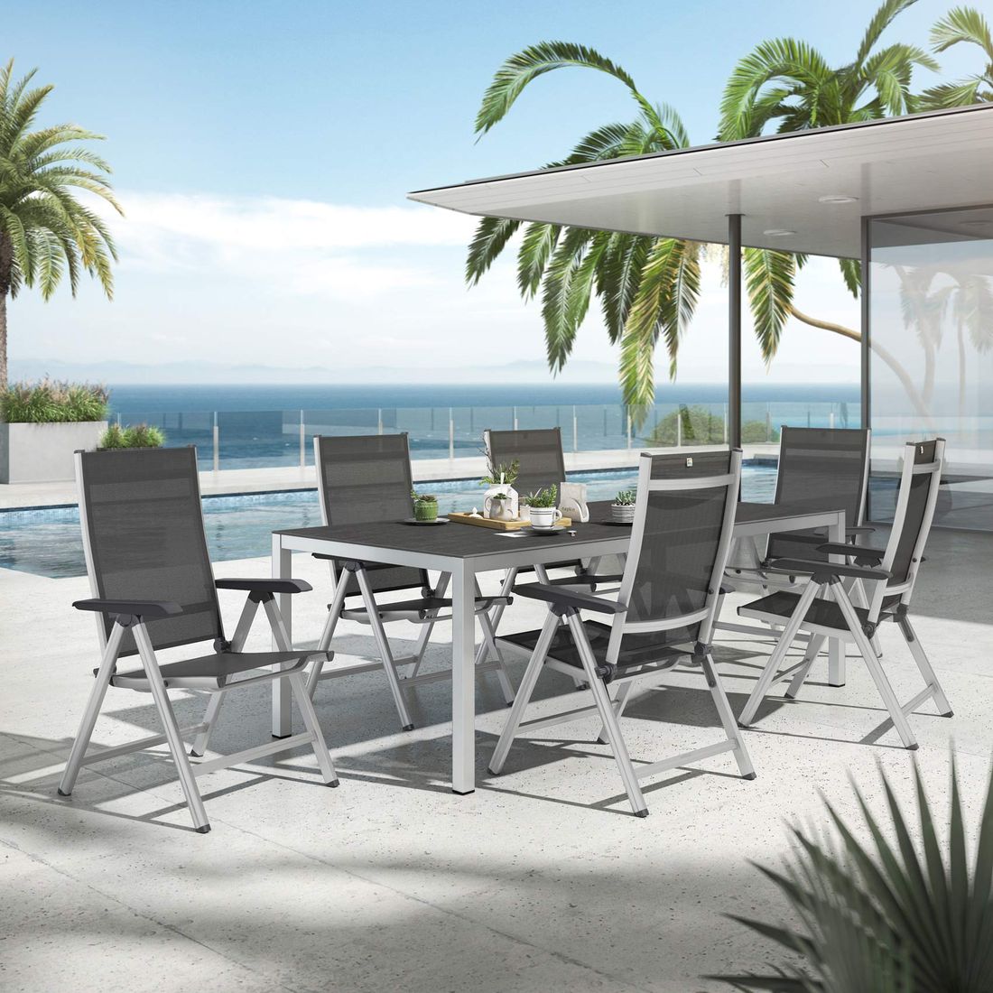Kettler Basic Plus Gartenmöbel-Set L verstellbar (6 Plätze) Tisch 220x100cm