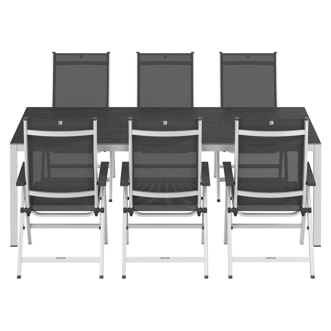 Kettler Basic Plus Gartenmöbel-Set L verstellbar (6 Plätze) Tisch 220x100cm