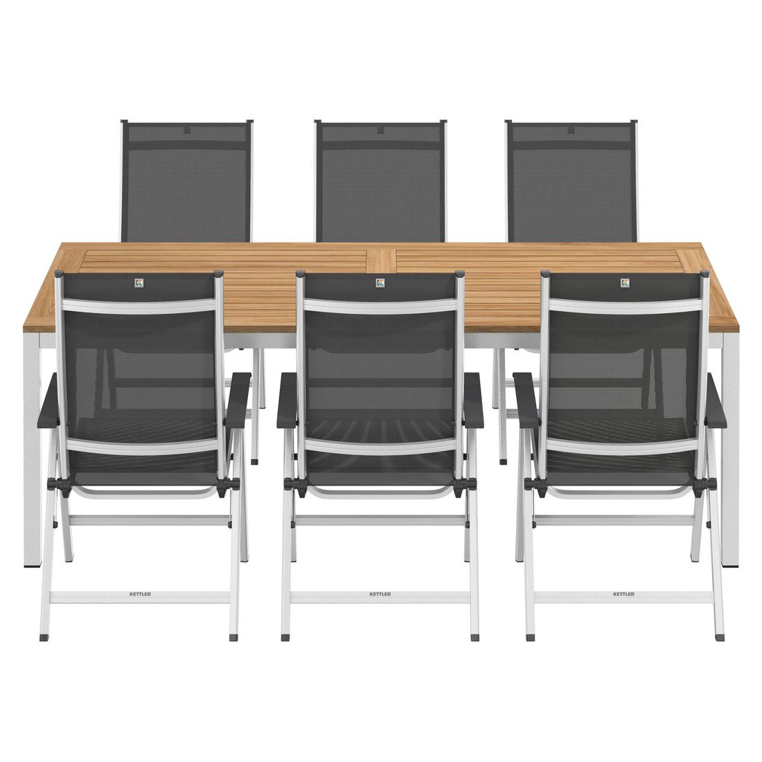 Kettler Basic Plus Gartenmöbel-Set L verstellbar (6 Plätze) Tisch 220x100cm