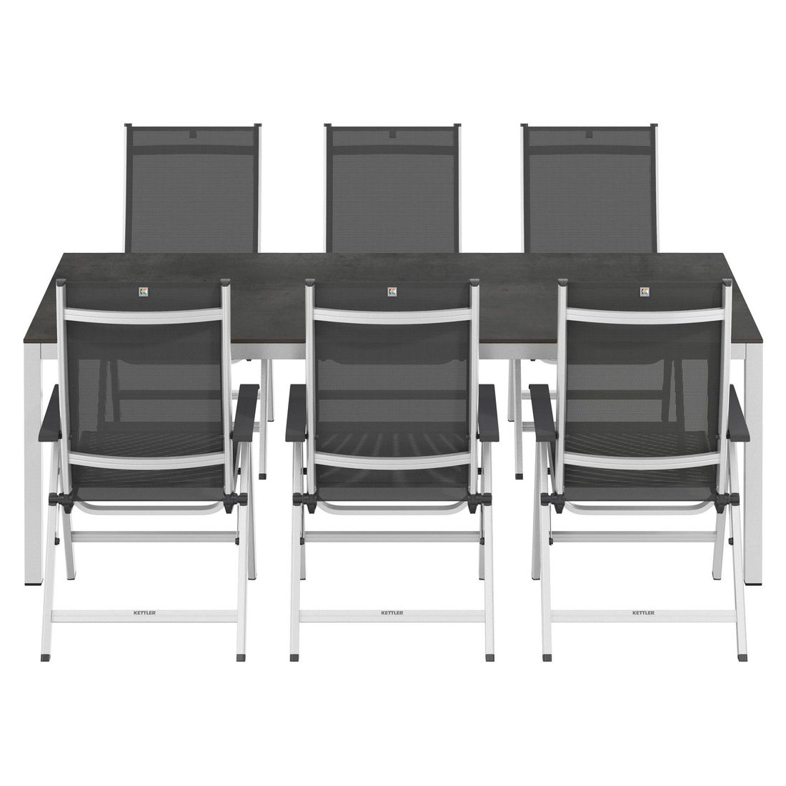 Kettler Basic Plus Gartenmöbel-Set L verstellbar (6 Plätze) Tisch 220x100cm