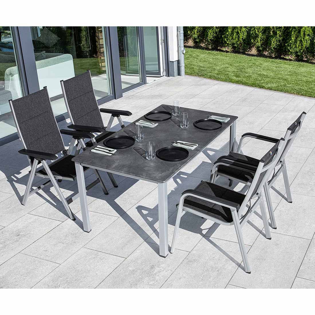 Kettler Basic Plus Padded Gartenmöbel-Set M  verstellbar (4 Plätze) Tisch 160x90cm