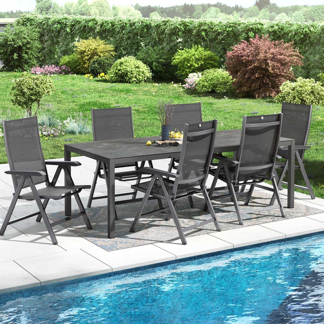 Kettler Basic Plus Gartenmöbel-Set L (6 Plätze) Tisch 220x100cm